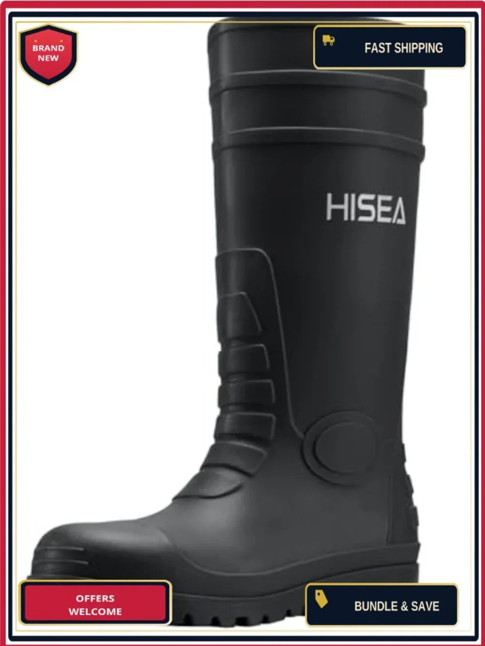 Men's Steel Toe Rain Boots Waterproof Slip Resistant Work Boots